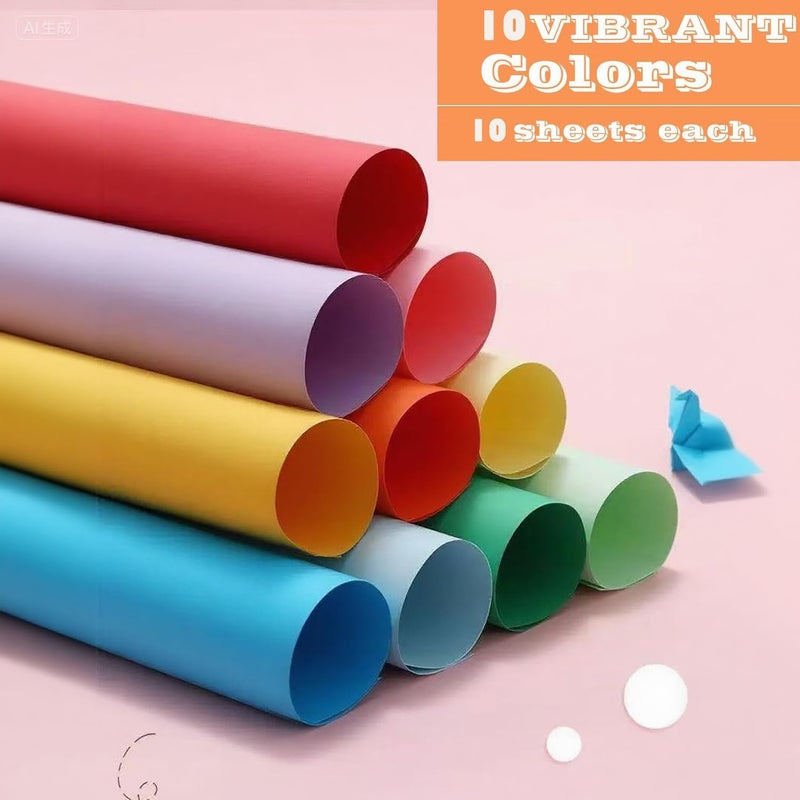 YOUNGWELL A4 Colored Paper 100 Sheets, 70gsm/19lb, 10 Vibrant Colors - Double-Sided Craft Paper for Origami, Complex DIY Arts & Office Printing - Image 4